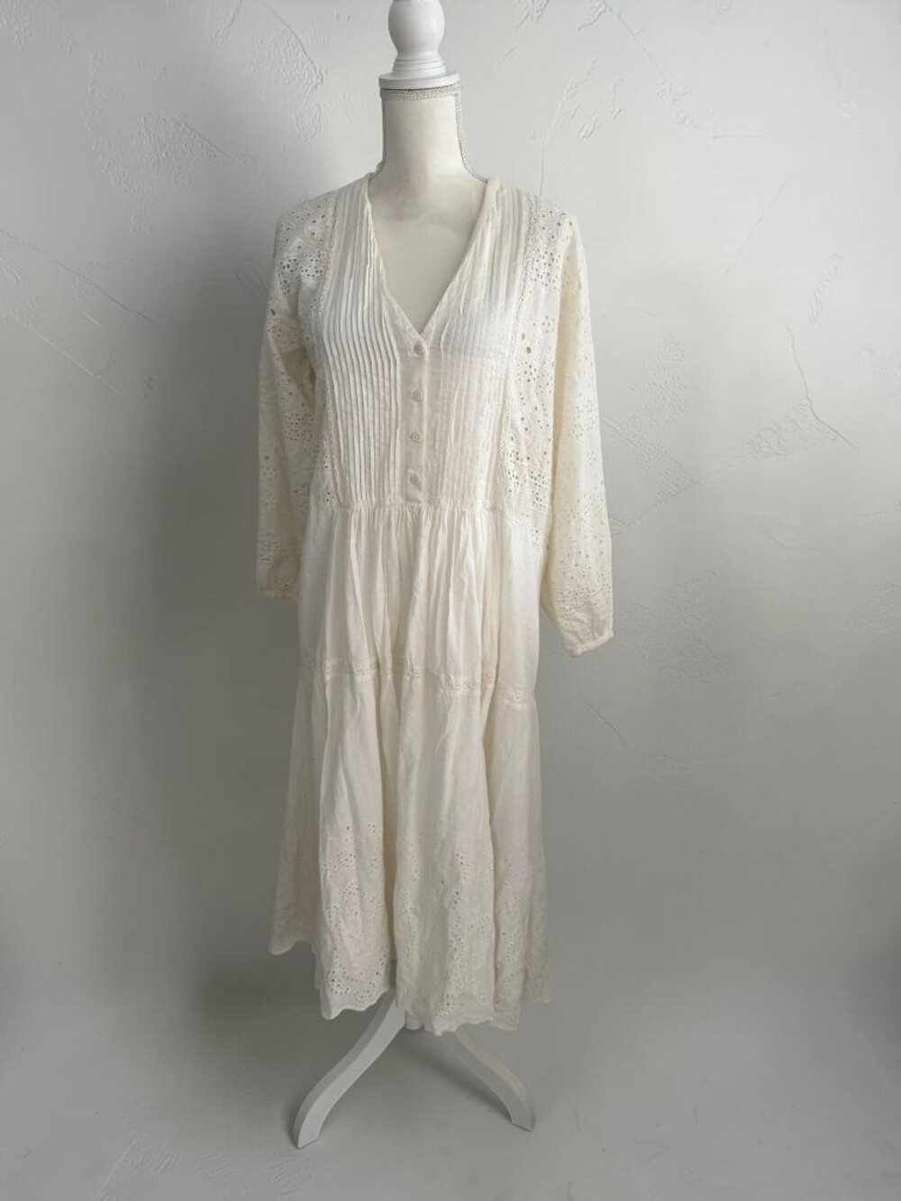 ZARA Cream Long Sleeve Cottagecore Maxi Dress Size Small